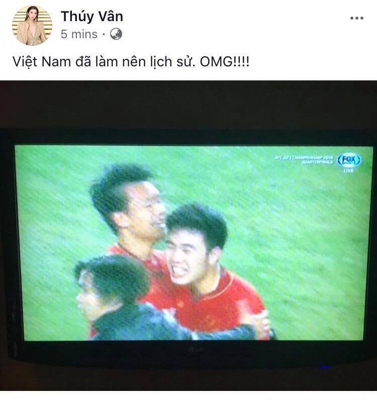 Sao Việt đang vỡ òa trước chiến thắng lịch sử của đội tuyển Việt Nam tại tứ kết U23 châu Á! - Ảnh 9. Sao Việt đang vỡ òa trước chiến thắng lịch sử của đội tuyển Việt Nam tại tứ kết U23 châu Á! 9