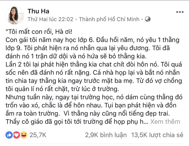 Tôi mất con rồi, Hà ơi: Chuyện tình yêu của cô con gái lớp 6 khiến nhiều bố mẹ lo lắng - Ảnh 1. 'Tôi mất con rồi, Hà ơi': Chuyện tình yêu của cô con gái lớp 6 khiến nhiều bố mẹ lo lắng 1