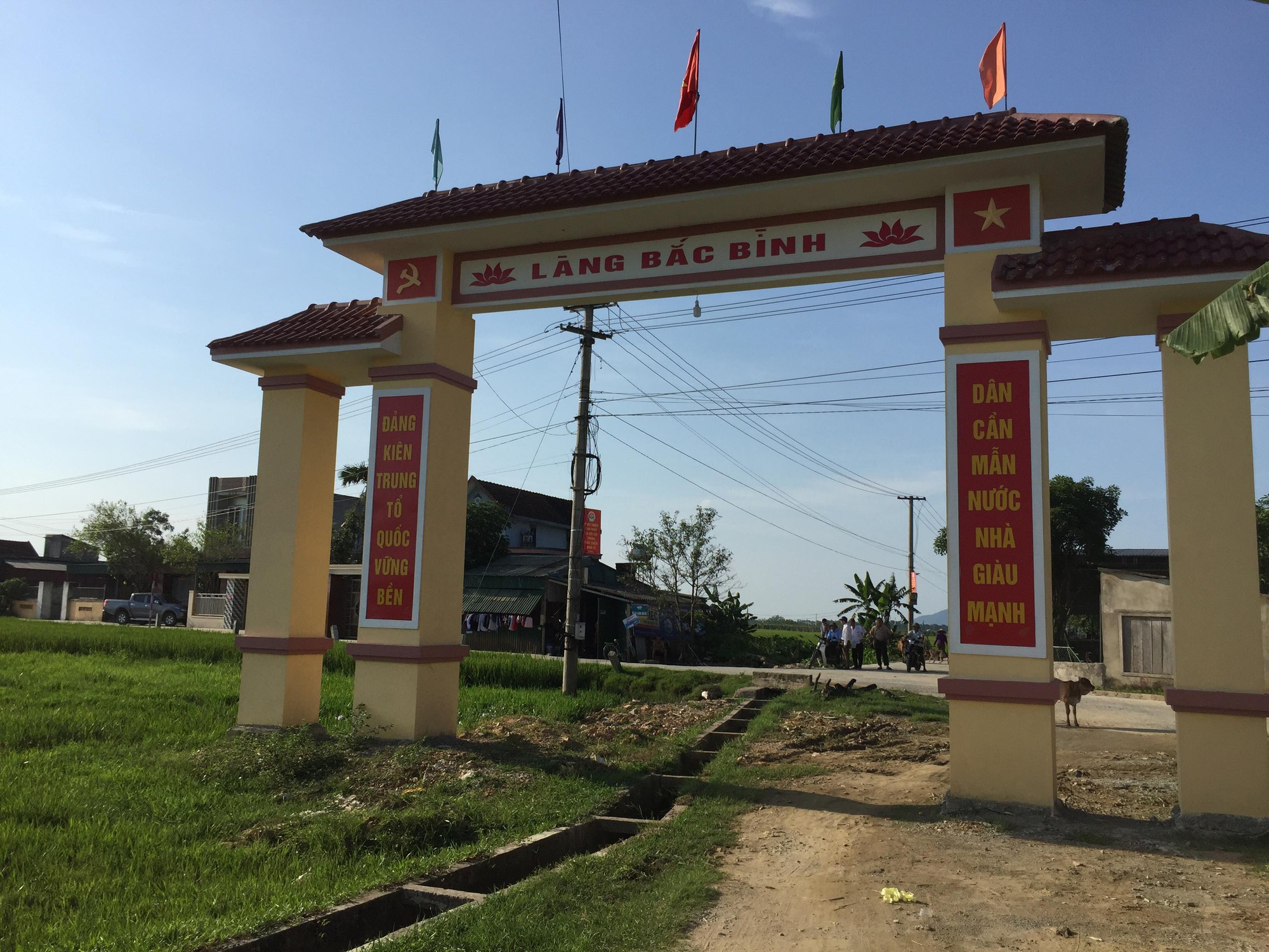 Hà Tĩnh: Kỳ lạ cổng làng xây giữa ruộng, bắc qua mương nước - Ảnh 1. Kỳ lạ cổng làng xây giữa ruộng, bắc qua mương nước ở Hà Tĩnh 1