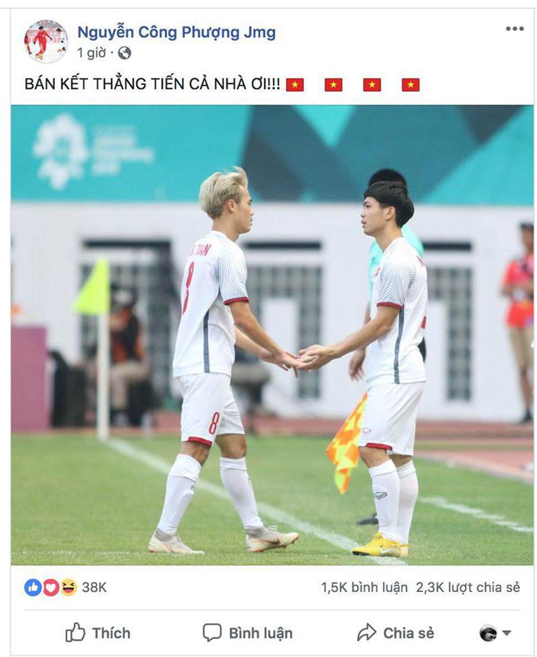 Văn Toàn, Công Phượng... mừng chiến thắng tưng bừng trên facebook - Ảnh 2. Văn Toàn, Công Phượng... mừng chiến thắng tưng bừng trên facebook 2