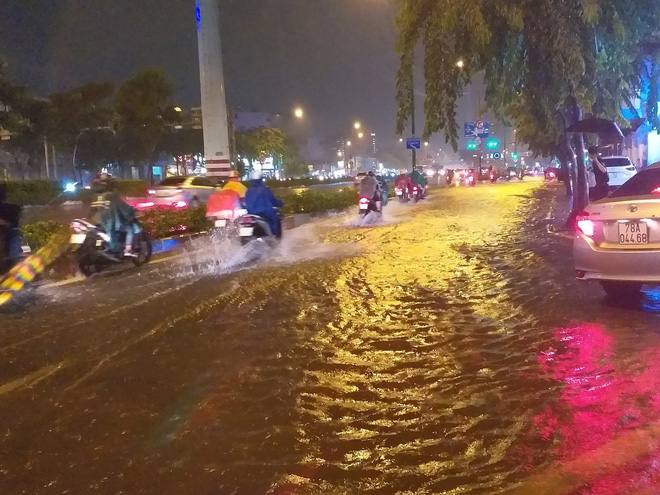 Đại lộ đẹp nhất Sài Gòn ngập sâu trong cơn mưa lớn - Ảnh 4. Đại lộ đẹp nhất Sài Gòn ngập sâu trong cơn mưa lớn 4