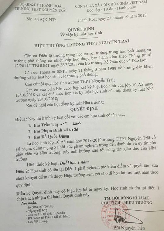 Vụ 7 học sinh ở Thanh Hóa bị đuổi học vì xúc phạm thầy cô trên Facebook: “Có những tin nhắn rất bậy và còn dọa đốt trường” - Ảnh 2. Vụ 7 học sinh bị đuổi học ở Thanh Hoá: Không chỉ xúc phạm giáo viên mà còn bàn nhau dọa đốt trường 2