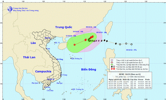 Bão số 6 có khả năng đổi hướng trong 24 đến 48 giờ tiếp theo