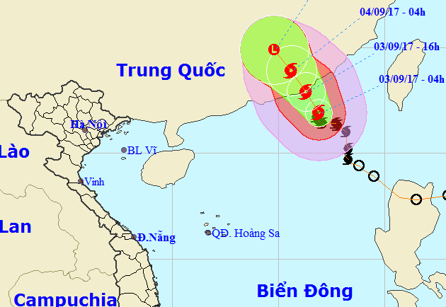 Bão số 8 gây gió giật cấp 13 ở Biển Đông