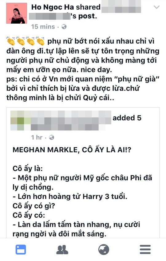 Giải mã status trải lòng khó hiểu của Hồ Ngọc Hà về Tân công nương Meghan Markle - Ảnh 1. Giải mã status trải lòng khó hiểu của Hồ Ngọc Hà về Tân công nương Meghan Markle 1
