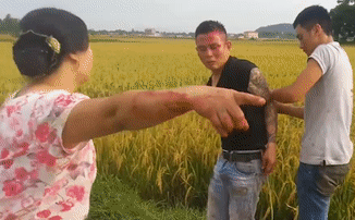 Dân trói tay thanh niên xăm trổ hành hung ông lão gặt lúa giữa cánh đồng thôn Đồng Tâm