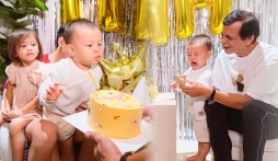 Sinh nhật Hồ Ngọc Hà nhưng 2 con sinh đôi tranh nhau đòi thổi nến