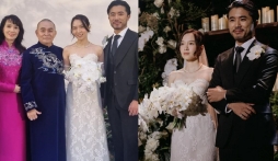 'Vua hài đất Bắc' Xuân Hinh rạng rỡ bên bà xã trong ngày cưới ái nữ