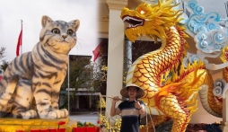 Hình ảnh đầu tiên về linh vật rồng ở Quảng Trị dưới tay nghệ nhân từng tạo ra 'hoa hậu mèo'