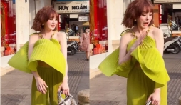 Trang Nemo hết hồn khi gặp sự cố với kiểu áo bồng bềnh sau vụ lộ ảnh thiếu tế nhị