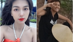 'Hoa hậu đông con nhất showbiz' đích thân ra đồng cày cuốc, nhan sắc khiến fan không nhận ra 