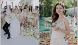 Hoa hậu Jennifer Phạm chưng diện gợi cảm, khoe nhan sắc trẻ trung như thiếu nữ đôi mươi khi dự tiệc cưới