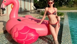 Hoa hậu Lê Âu Ngân Anh tự tin diện bikini khi mang bầu, vóc dáng ai cũng mê