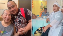 Xôn xao khoảnh khắc đeo khăn trắng, buồn rầu trong đám tang chủ của chú chó được bố Hiếu Hiền nuôi nấng