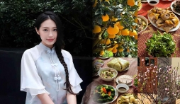 Về quê Văn Hậu đón Tết, Doãn Hải My khoe ngay mâm cỗ toàn món ngon