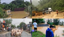 CHÙM ẢNH: Nghệ An nước ngập chạm nóc nhà, người dân nháo nhác di dời vật nuôi, tìm kiếm 2 người mất tích