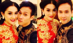 Lâm Chi Khanh áo dài đỏ 'tình tứ' bên Nguyên Vũ