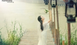Bất ngờ xuất hiện bộ ảnh Vân Hugo mặc váy cưới lần thứ 2