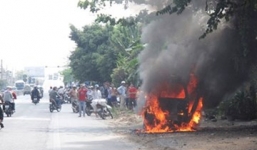 Xe đầu kéo bốc cháy dữ dội trên Quốc lộ 1A 