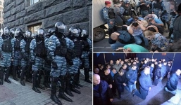 Đặc nhiệm Ukraine bị ép quỳ gối xin lỗi người biểu tình 