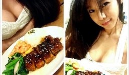 Thành hot girl nổi tiếng vì khoe ngực khủng khi nấu ăn