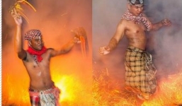 Rùng mình màn hành xác trong lửa ở Indonesia