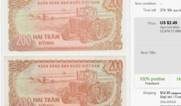 Tiền giấy 200 đồng được rao bán gấp 250 lần mệnh giá