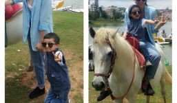 Hồ Ngọc Hà khoe ảnh cưỡi ngựa cùng Subeo ở Đà Lạt