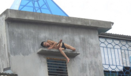 Clip: Thanh niên 'ngáo đá' liên tục nhảy nhót trên sân thượng