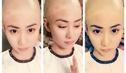 Sốc: Ngân Khánh 'cạo' đầu trọc như sư