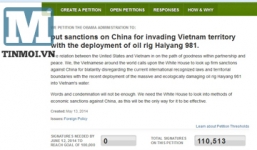 Hơn 100.000 chữ ký kêu gọi Mỹ trừng phạt Trung Quốc