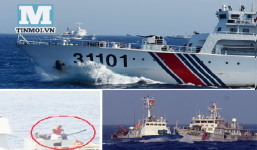 Tàu chiến Trung Quốc mở bạt chĩa súng, áp sát tàu VN