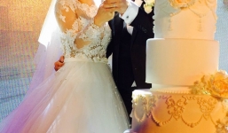 Trà My diện váy cưới lộng lẫy rạng rỡ bên chồng đại gia 