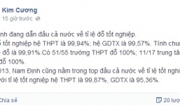 Nam Định tạm soán ngôi 'quán quân' tỷ lệ đỗ tốt nghiệp THPT 2014