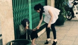 Lý Nhã Kỳ giúp đỡ cụ già neo đơn bên đường làm fan nức lòng