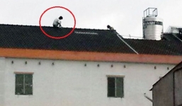 Tên trộm cố thủ trên mái nhà, dọa sẽ tự tử nếu ai bắt