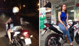 Phát sốt với hot girl Huế cưỡi mô tô khủng trên phố