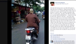 Cộng đồng mạng xôn xao bức ảnh sư thầy đi SH, đầu không đội mũ bảo hiểm