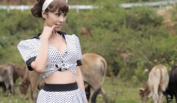 Đàn bò ngơ ngẩn trước sắc đẹp sexy của người đẹp Lê Kiều Như