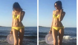 Hoàng Thùy diện bikini gợi cảm giữa bầu trời tây