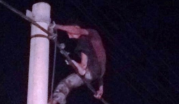 Phê ma túy, thanh niên nhảy múa hơn 3 giờ trên cột điện