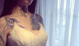 Ảnh cô dâu xăm trổ đầy mình gây tranh cãi trong cộng đồng