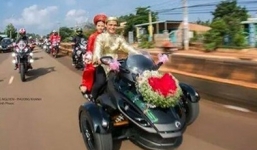 Chú rể cưỡi siêu mô tô rước dâu gây xôn xao mạng xã hội