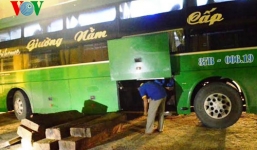 Tạm giữ xe khách chở gỗ quý không rõ nguồn gốc