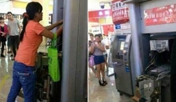 Bị nuốt thẻ ngân hàng, người phụ nữ dùng tay không phá máy ATM