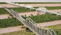 Cầu đường sắt vượt song sẽ cách cầu Long Biên 75m?