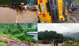 Xe chở gỗ bị lật, 2 người tử vong