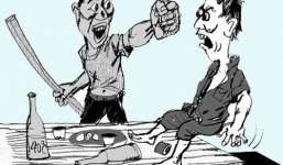 Video côn đồ đang nhậu 'nổi điên' chém bạn