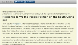 Bản kiến nghị trừng phạt TQ vì vụ giàn khoan đã được Mỹ trả lời
