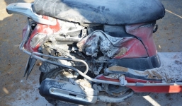 Xe tay ga đang chạy thì bốc cháy, nữ chủ nhân hoảng loạn kêu cứu